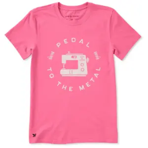 Women's Pedal to the Metal Sewing Machine Circle Short Sleeve Crusher Tee