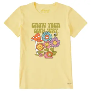 Life is Good Women’s "Grow Your Own Way" Short Sleeve Crusher Tee Buttercup Yellow
