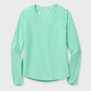 Duluth Trading Co. Women’s Long Sleeve V-Neck Performance Tee Mint Green
