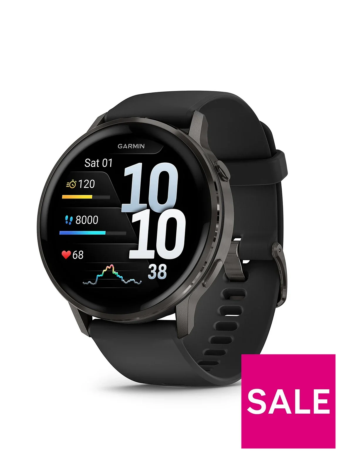 Venu 4 – 45mm Smartwatch – Slate Bezel with Black Silicone Band