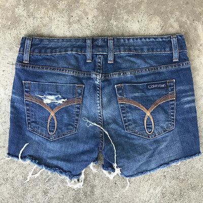 Blue Distressed Denim Shorts