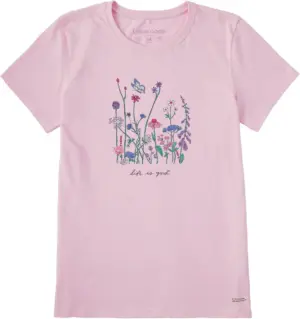 Life is Good Women’s Relaxed Wildflowers Short Sleeve Tee – Soft Pink